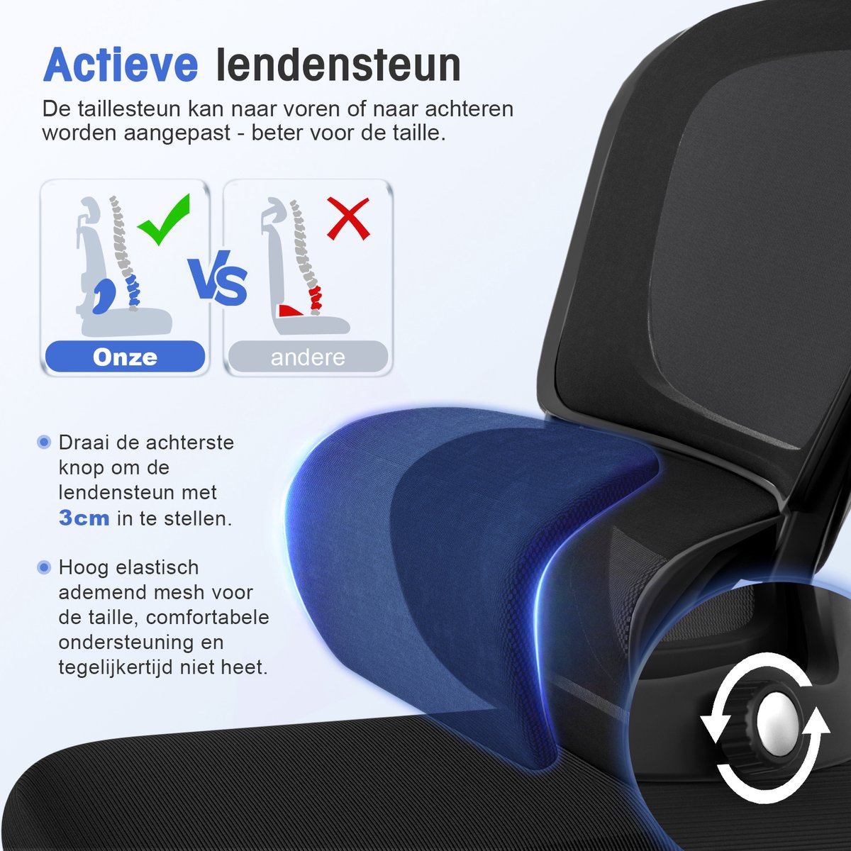 SUCCESS COURIER SL Ergonomische Bureaustoel met Inklapbare - afbeelding 2