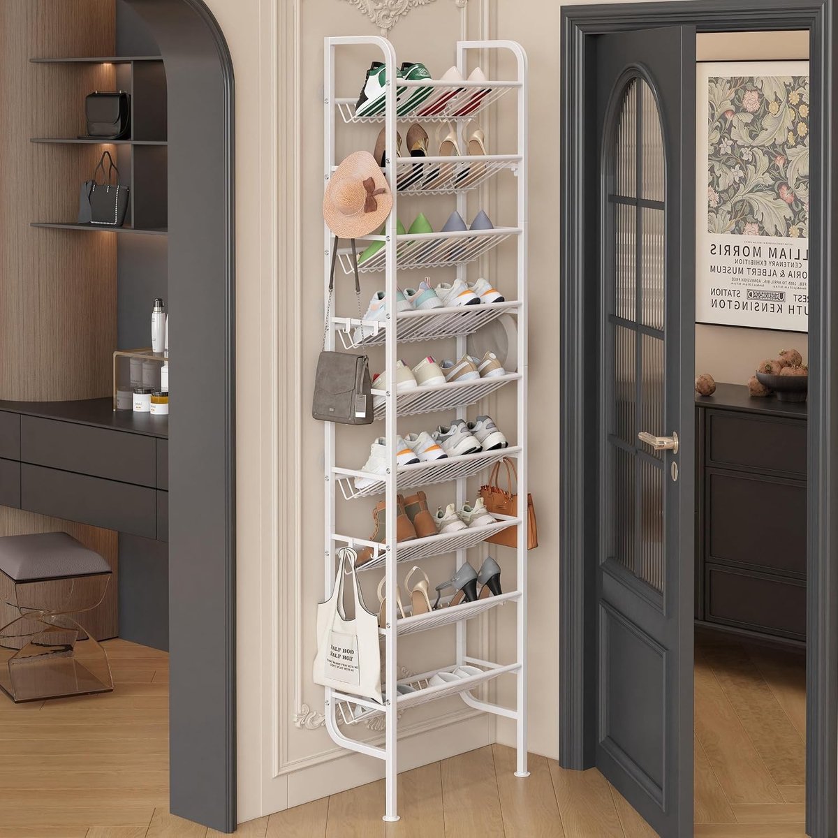 Schoenrek aan de Deur - Wit - - Slim Ontwerp voor 18 Paar Schoenen