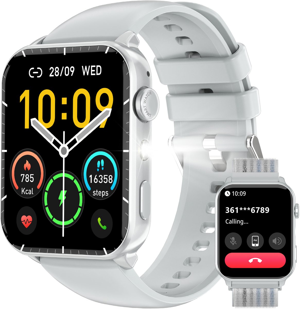 Blackview Smartwatch Voor Dames - Activity Tracker -1,91 inch Slim Horloge Met Touchscreen met zaklamp - Bluetooth Watch -Zilver