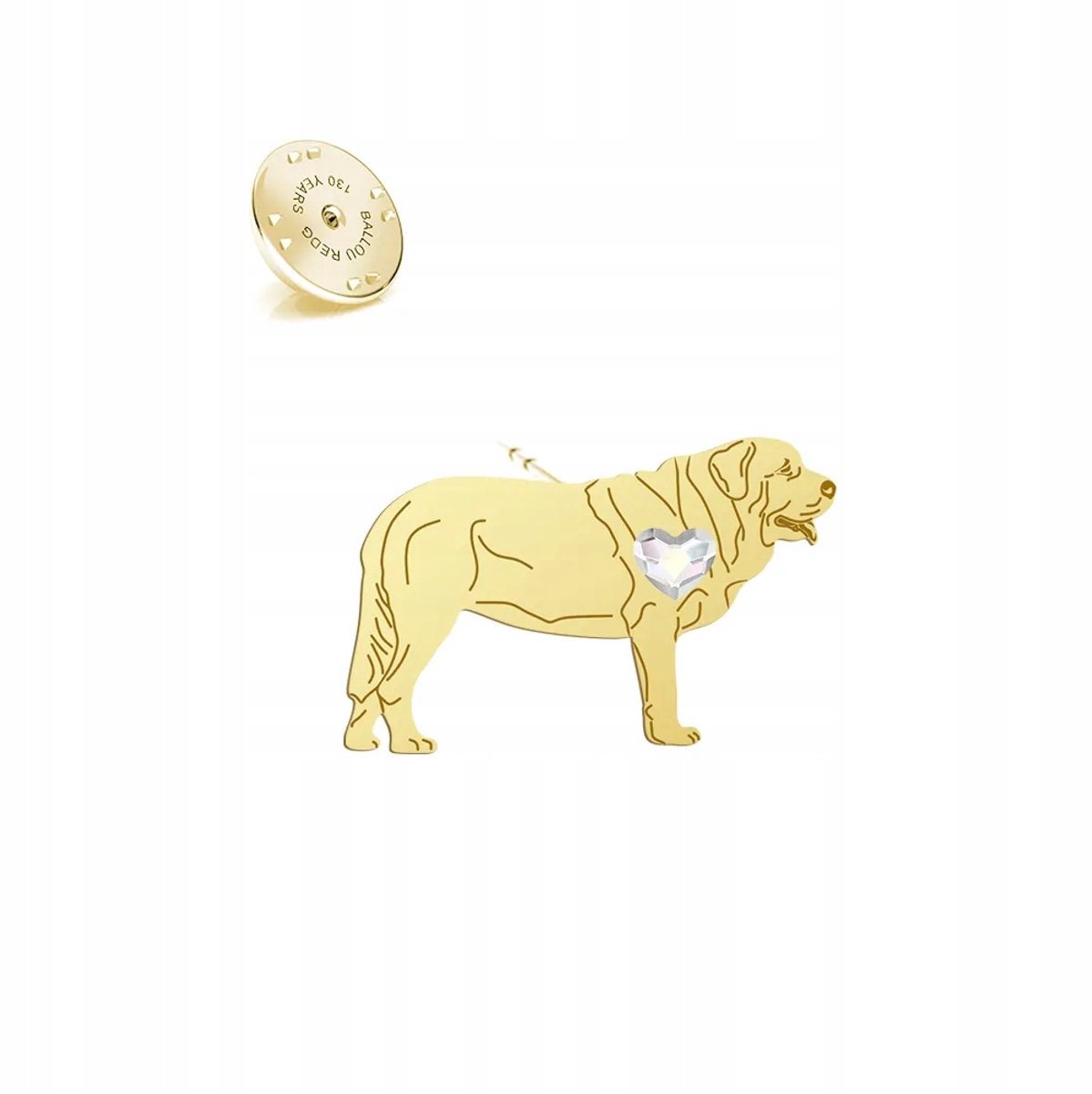 Gouden Pin Spaanse Mastiff Broche 925 Zilver - Uniek Cadeau