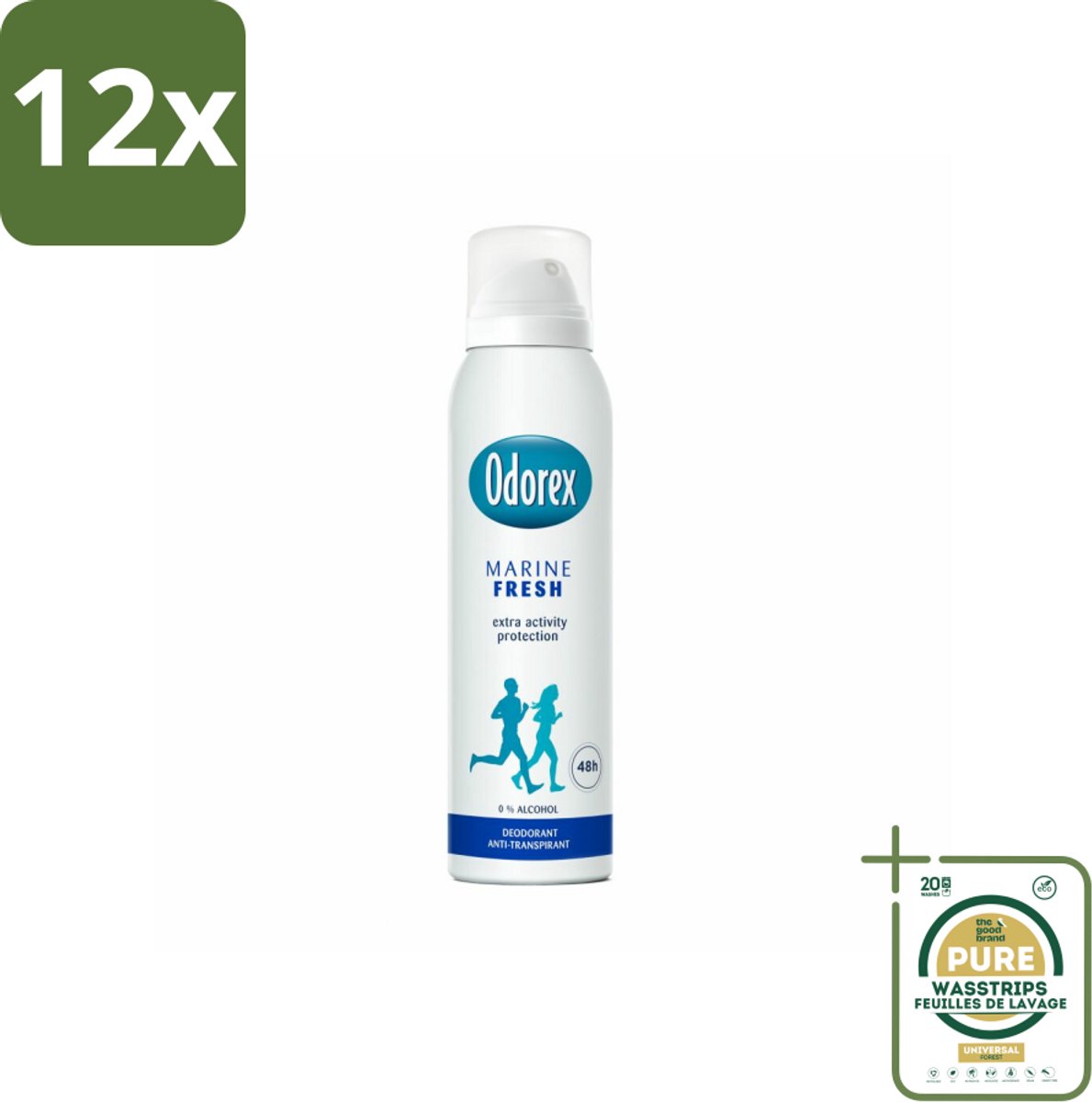 Odorex Deodorant Spray Marine Fresh 150 ml - Voordeelverpakking - 12 stuks - Zweetbescherming - Maritieme geur