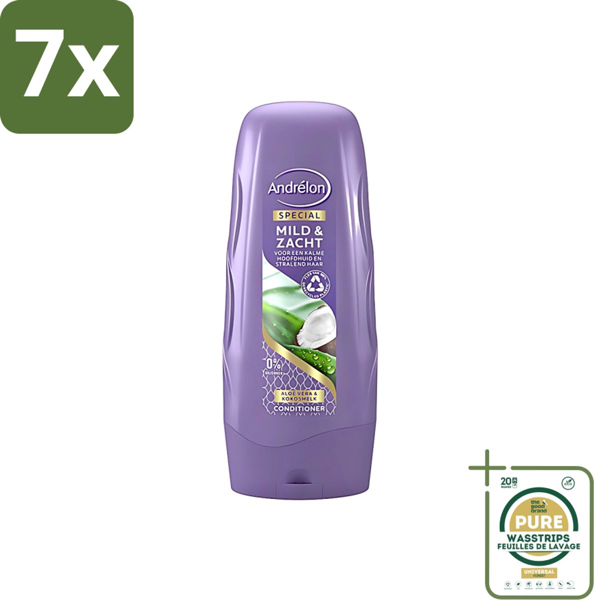 7 x Andrélon - Mild & Zacht - Conditioner - Voor Gevoelige Hoofdhuid - 300 ml - Grootverpakking - Gevoelige Hoofdhuid - Droge Hoofdhuid - Zachte Haar - Glanzend Haar - Kokosgeur