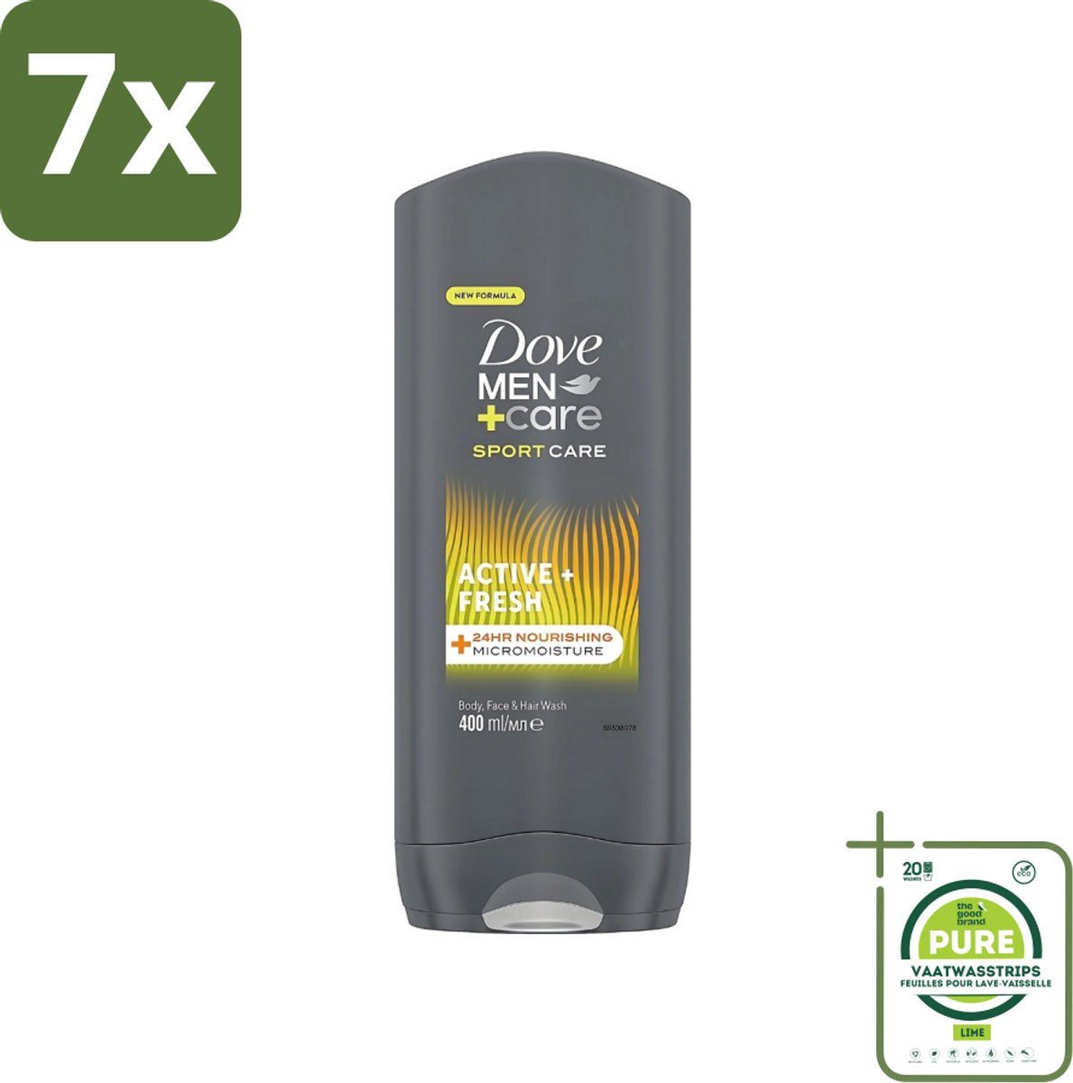 7 x Dove - Douchegel - Men+ Care Active Fresh - Verfrissend en langdurige bescherming - 400 ml - Grootverpakking - Douchegel - Frisse Geur - Actieve Mannen - Energie - Huid Reinigen