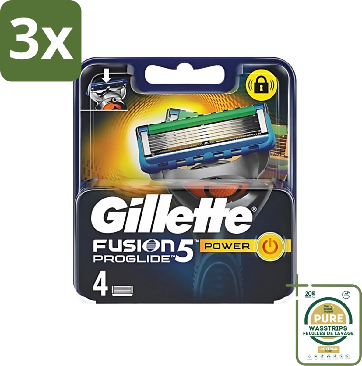 3 x Gillette - Fusion 5 ProGlide Power - Precisie en comfort - 4 Navulscheermesjes - Grootverpakking - Scheermesjes - Navulscheermesjes - Microcomb - Scherpe Mesjes - Comfortabel Scheren