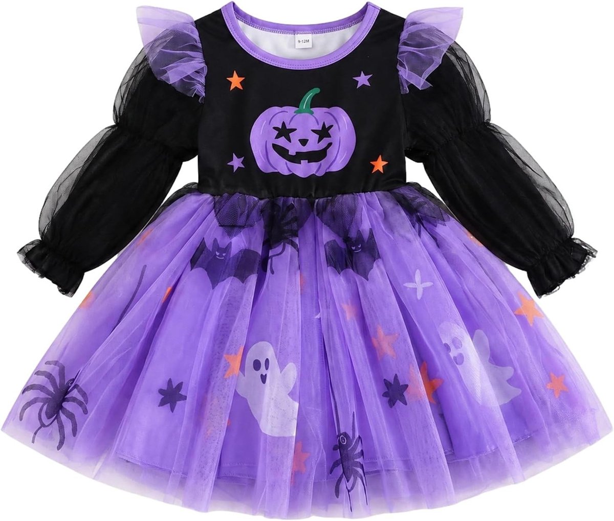Halloween tutujurk voor babymeisjes - schattig pompoen kostuum met tule en accessoires