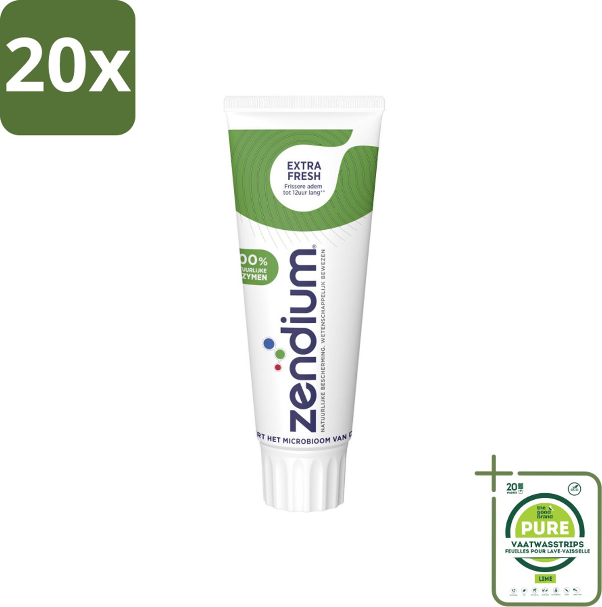 20 x Zendium Tandpasta Extra Fresh 75 ml - Grootverpakking - Tandpasta - Enzymen - Natuurlijke Tandpasta - Mondverzorging - Gaatjes Voorkomen