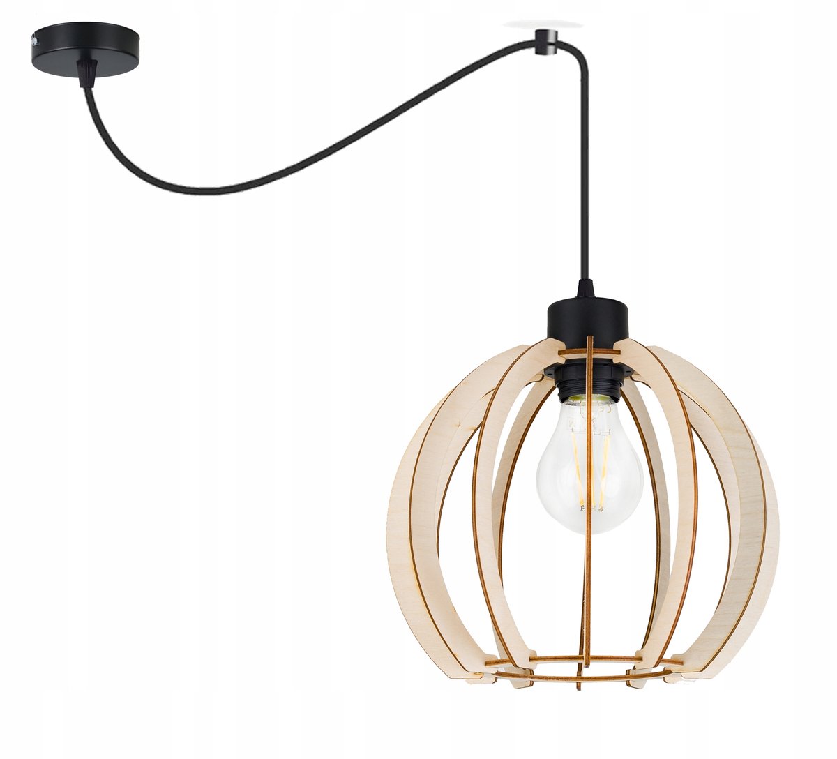 Merkloze Loft Hanglamp met Houten Kap, E27