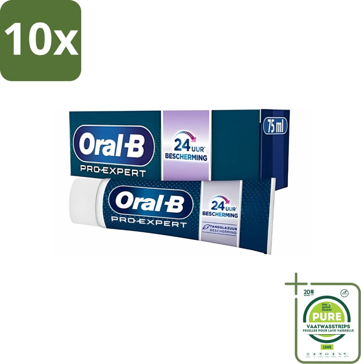 10 x Oral-B - Pro-Expert Sterk Glazuur - Tandpasta - Beschermt Glazuur - 75 ml - Grootverpakking - Glazuur Bescherming - Tandplak Bescherming - Glazuur Versterking - Glazuur Erosie - Tinfluoride