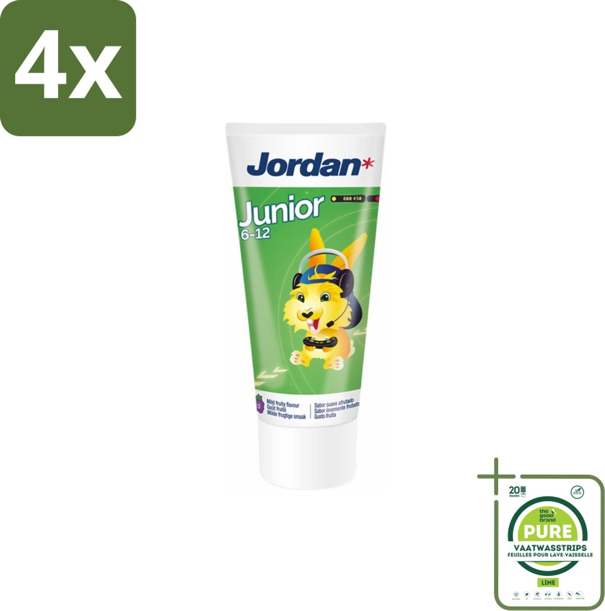 Jordan - Junior - Tandpasta - 6-12 jaar - 50 ml - Voordeelverpakking - 4 stuks - Tandpasta voor kinderen - Tandpasta 6-12 jaar