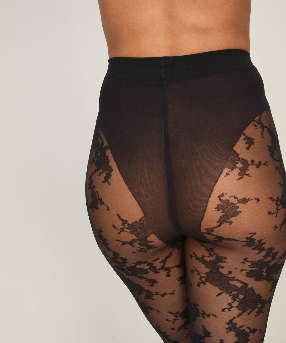 Hunkemöller Panty 15 Denier All Over Lace Zwart
