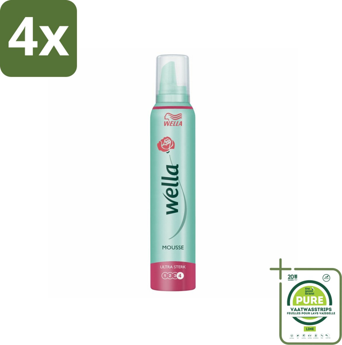 Wella Ultra Sterk Haarmousse 200 ml - Voordeelverpakking - 4 stuks - Haarversteviging - Flexibele Haarmousse