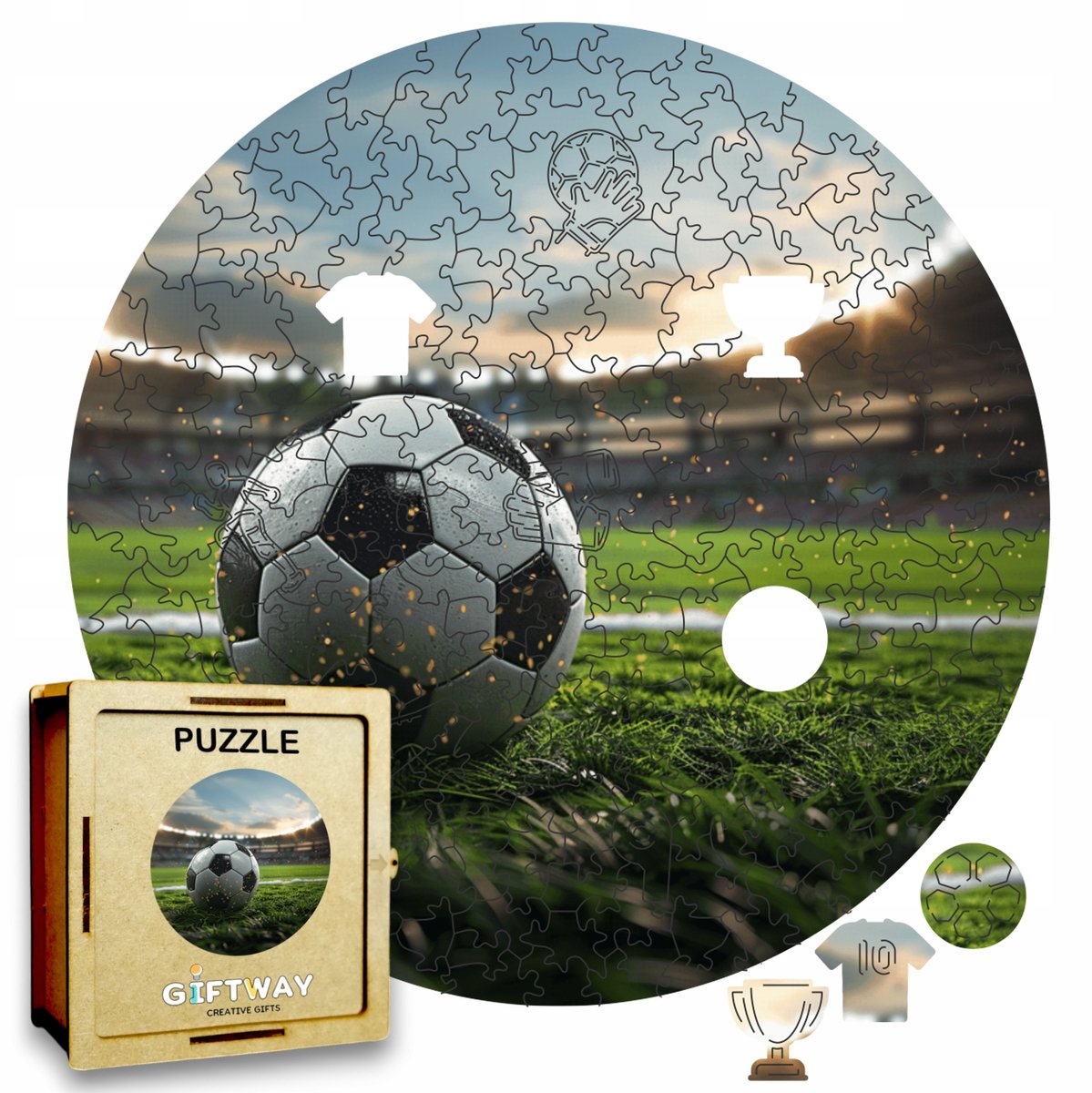 Houten Voetbal Puzzel 215 Stukjes - Unieke Vormen