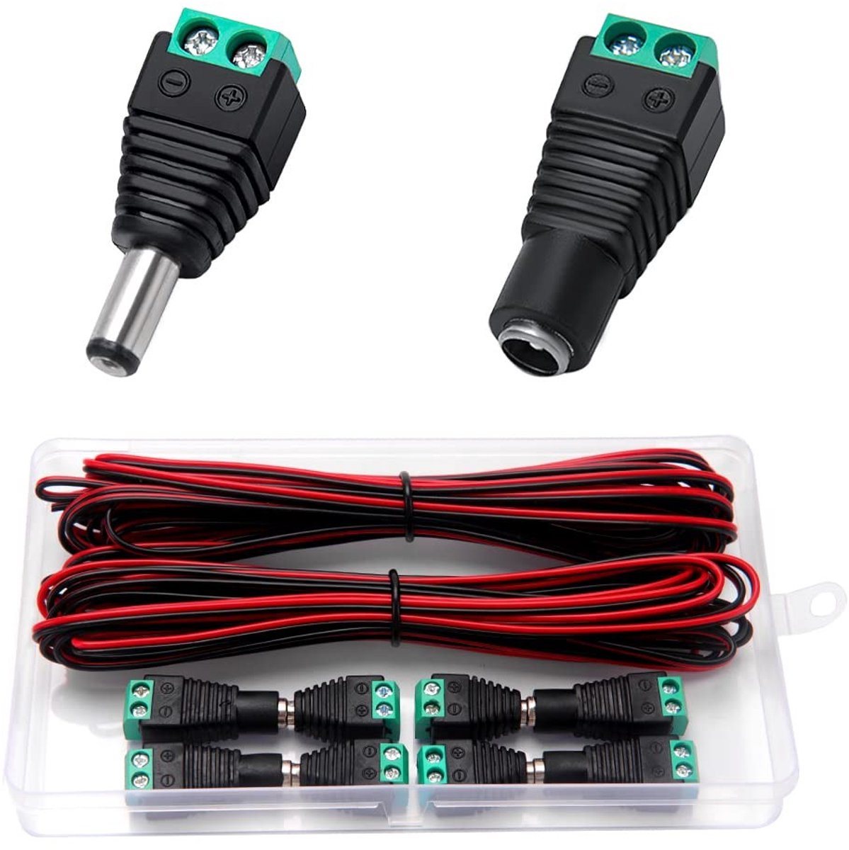 10 meter 22AWG 2-Pin LED Verlengkabel met DC Jack Plug Adapter, Geschikt voor Enkele Kleur LED Stripverlichting, Elektrische Draad en Stranded Kabel