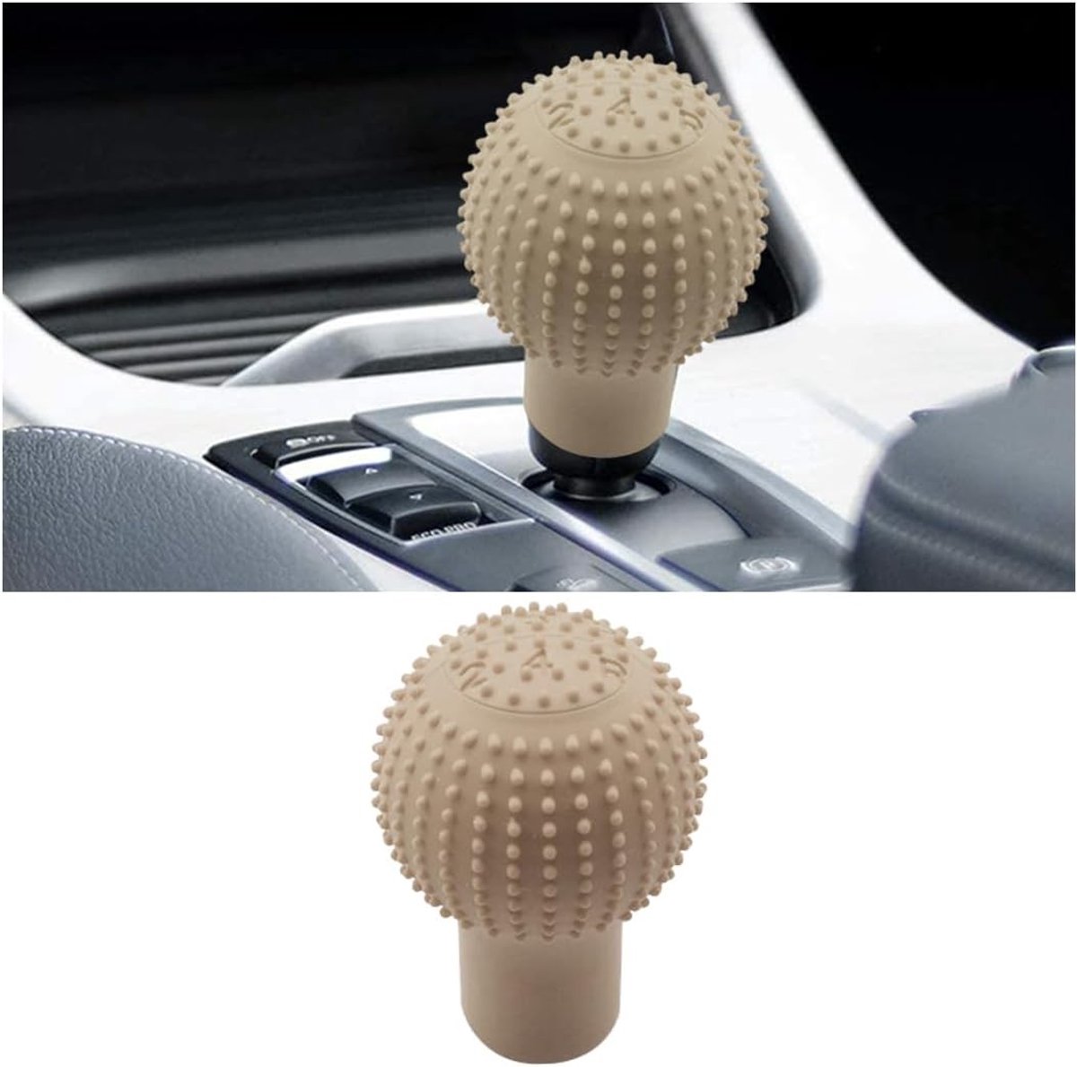 Beschermhoes voor versnellingspook van silicone, krasbestendig, rekbaar en wasbaar in beige kleur