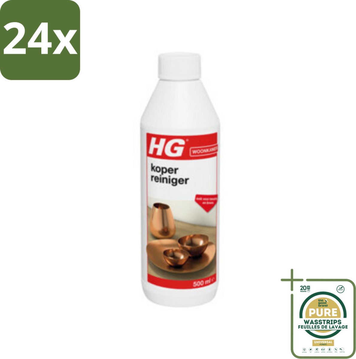 HG Koper Reiniger 500 ml - Voordeelverpakking - 24 stuks - Koper glans - Messing reiniger