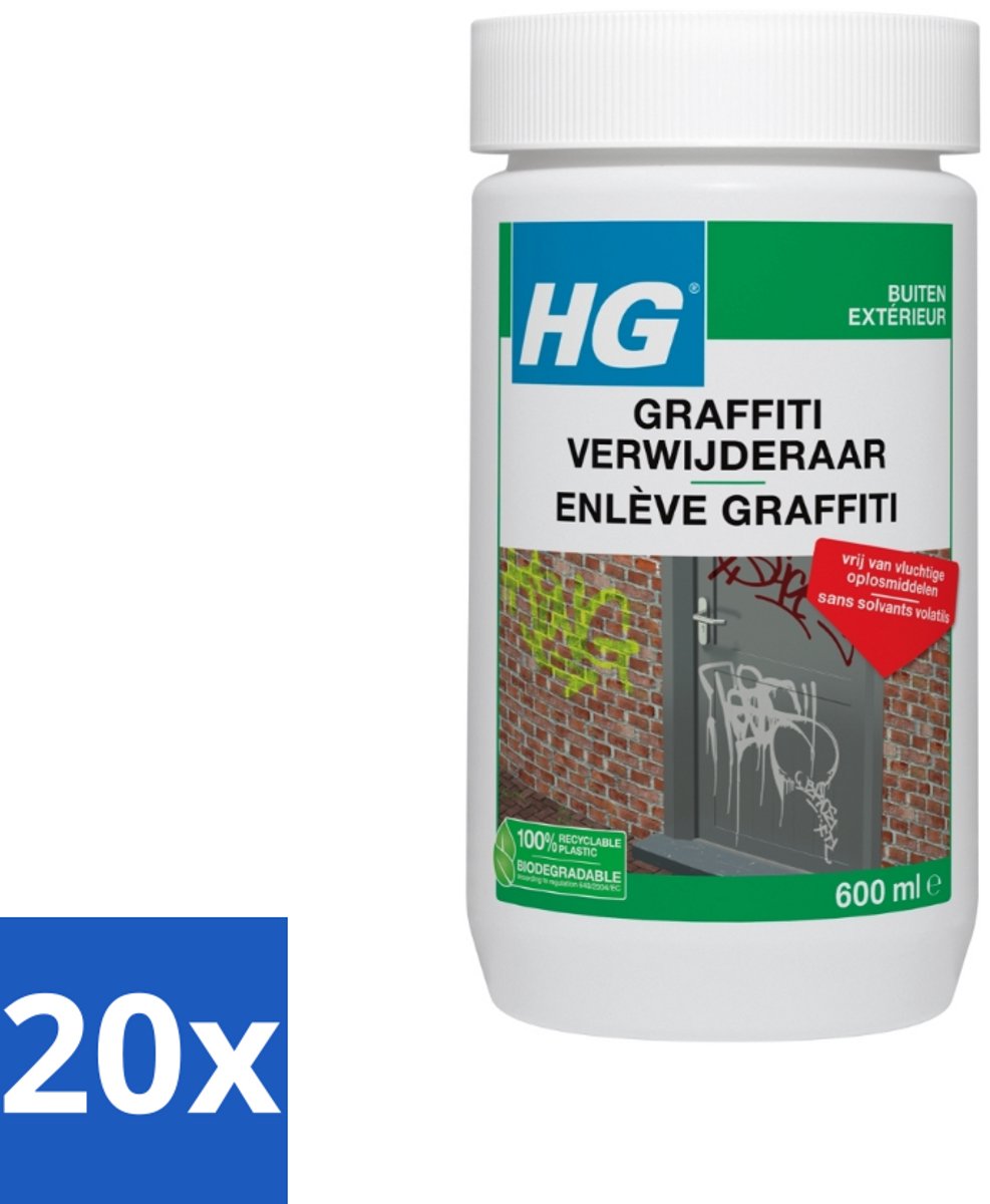 20 x HG - Graffitiverwijderaar - Voor Harde & Zachte Oppervlakken - 600 ml - Graaffitiverwijderaar - Verf Verwijderen - Graffiti Verwijderen - Reinigingsmiddel - Oppervlak Reinigen