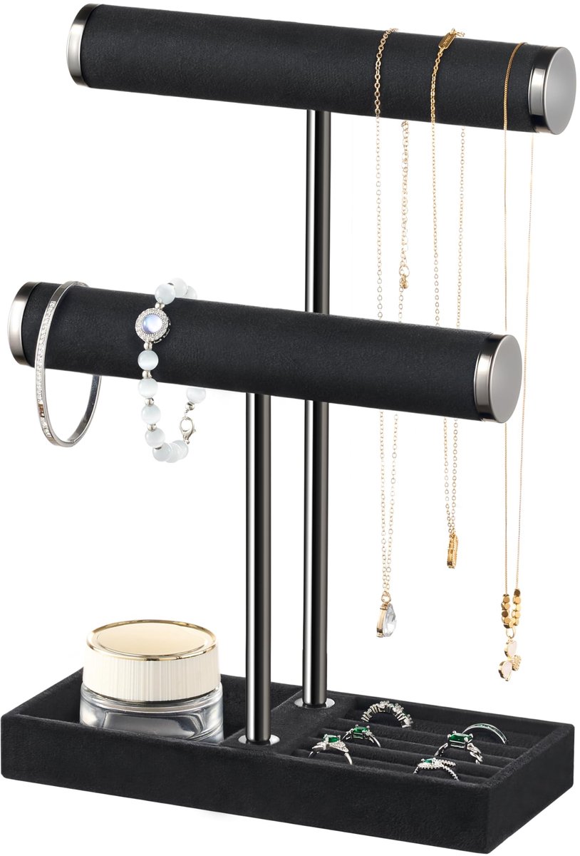 Elzusha - 2-laags Sieraden Organizer met Velvet en Goud