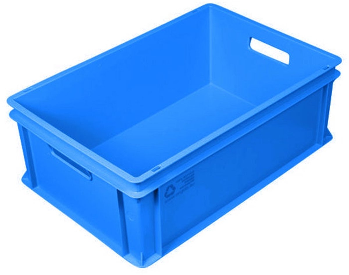 Stapelbak kunststof 600x400x220 mm 40 liter blauw - Euronorm - Open handgreep