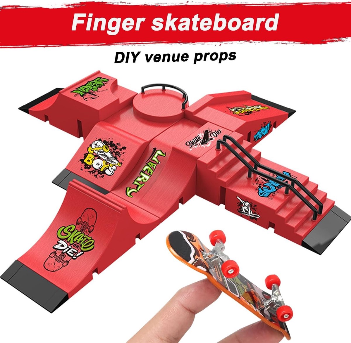 Compleet Fingerboard Set met Skateboard Ramp, Reserveonderdelen en Training Accessoires voor Sportliefhebbers
