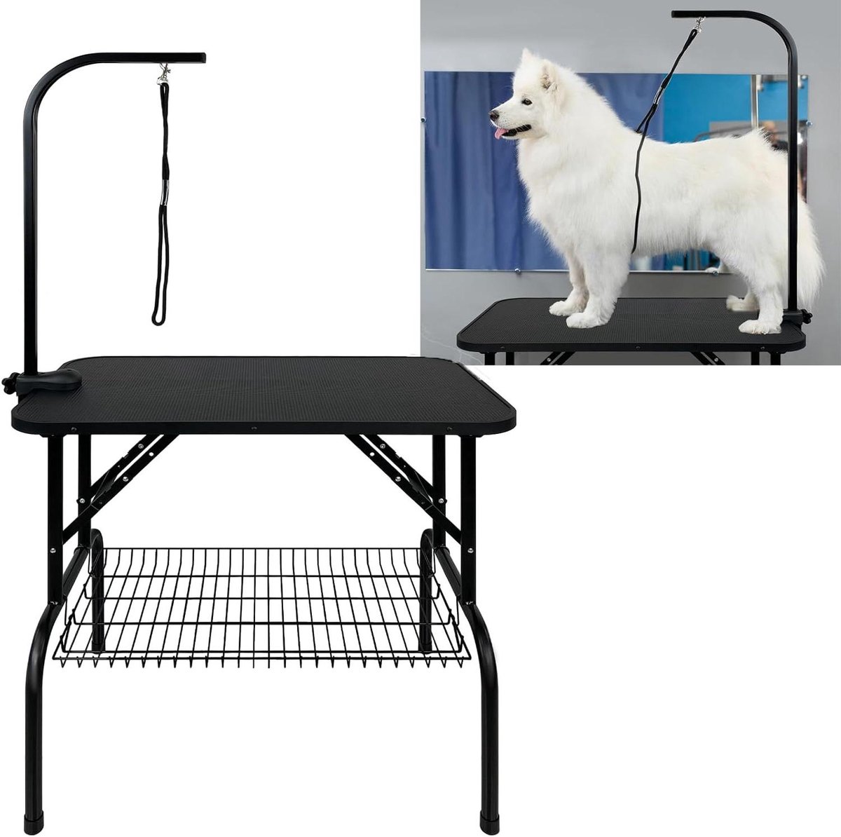 Honden trimtafel - Verzorgingstafel dieren - Huisdier verzorgen - Inklapbaar en stabiel - 80x46x76 cm - Zwart