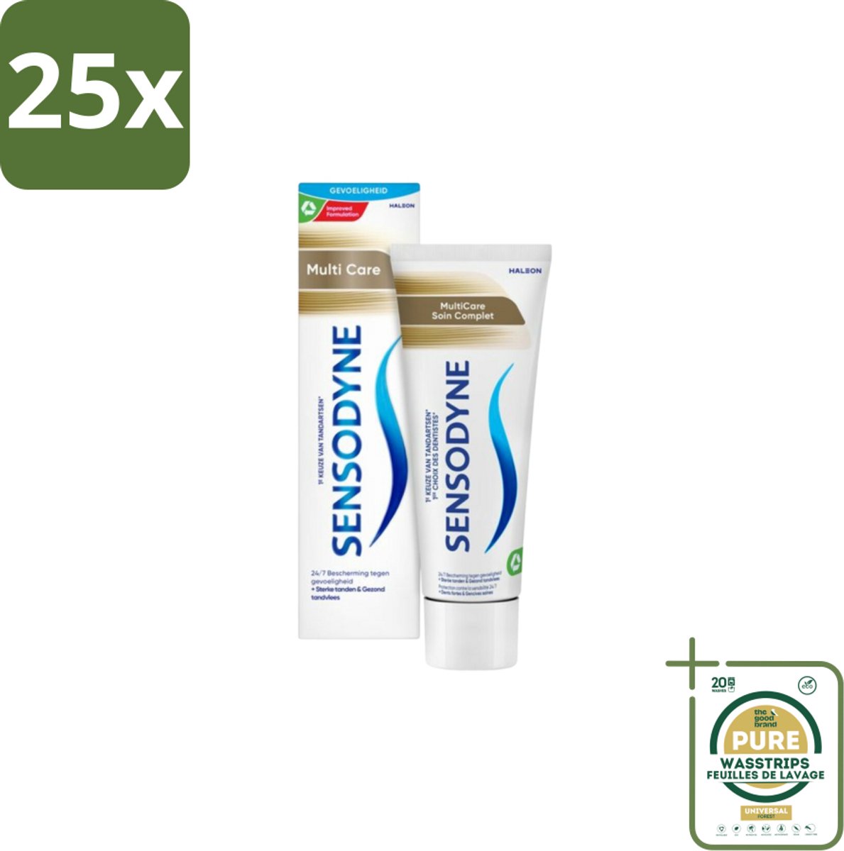 25 x Sensodyne Tandpasta MultiCare 75 ml - Grootverpakking - Gevoelige Tanden - Mondverzorging - Tandpasta - Tandgevoeligheid - Tandplak