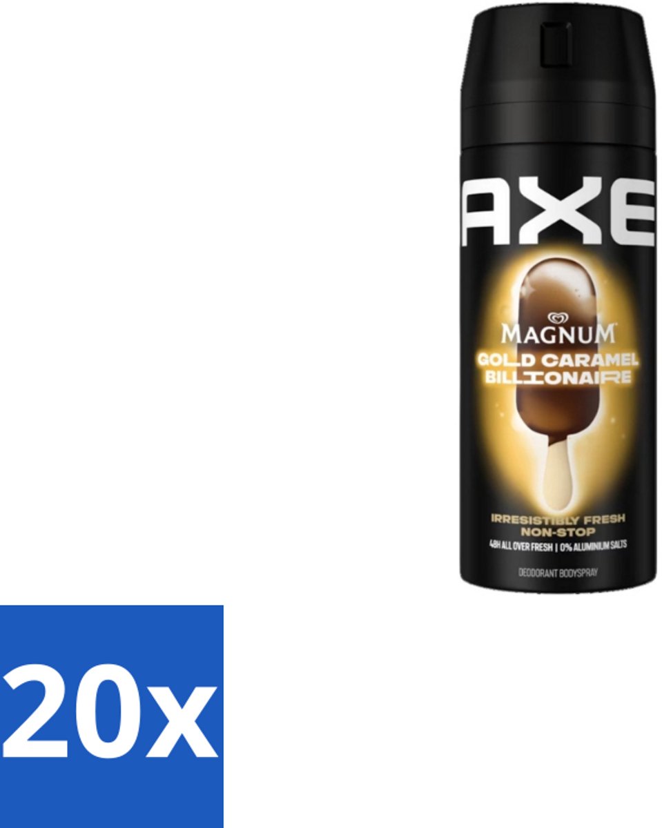 Axe – Deodorant Bodyspray – Magnum Gold Caramel Billionaire – 150 ml - Bulkverpakking - 20 stuks