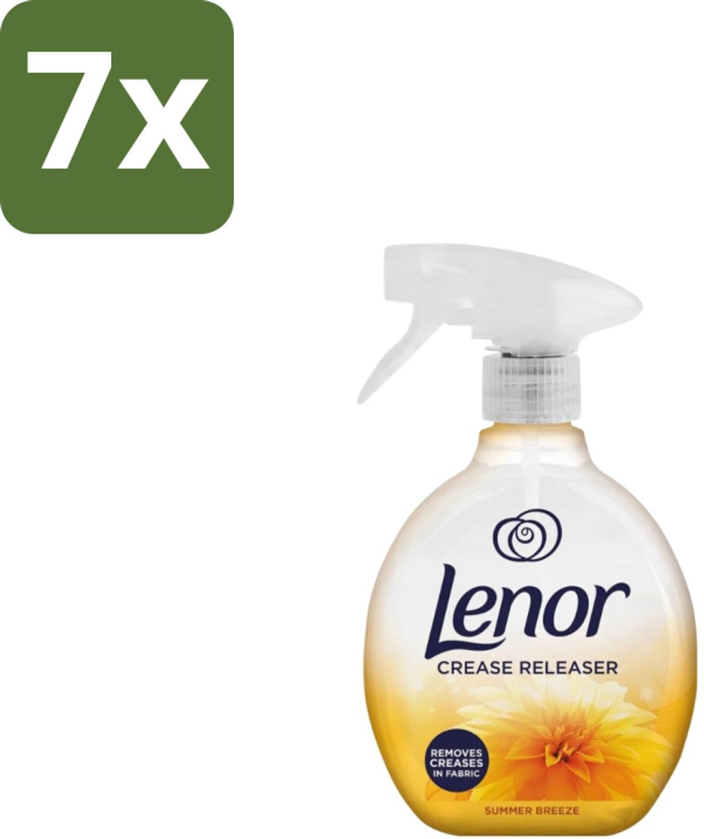 7 x Lenor – Crease Releaser Spray – Summer Breeze – Kreukverwijderaar & Textielverfrisser – 500 ml - Kreukverwijderaar - Textielverfrisser - Kleding Creëren - Katoen - Linnen