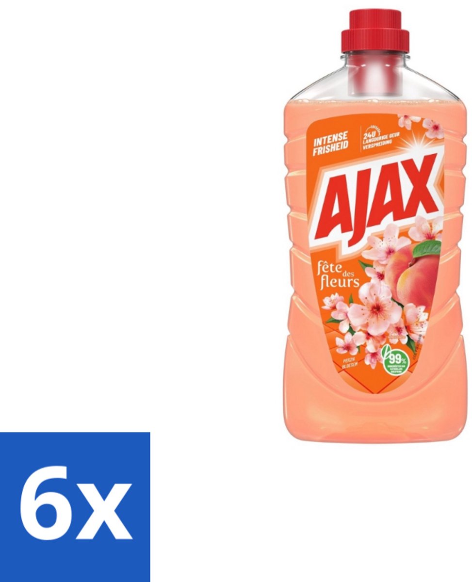 Ajax Allesreiniger Fête Des Fleurs Peach 1 liter - Voordeelverpakking - 6 stuks