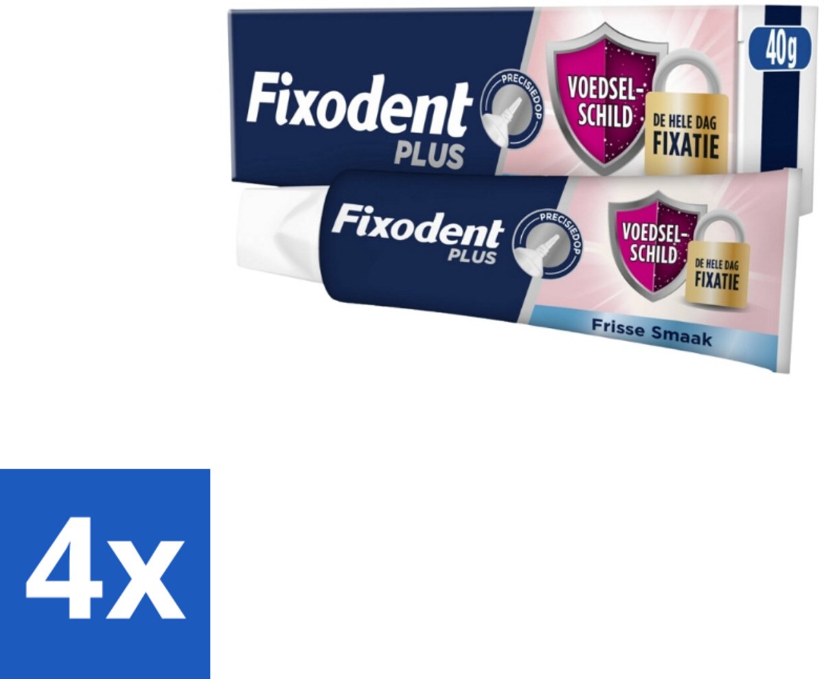 4 x Fixodent Kleefpasta Plus 40 gr - Kleefpasta Kunstgebit - Voedselbarrière Kunstgebit - Frisse Muntsmaak Kunstgebit - Fixatie Kunstgebit - Kunstgebit Bescherming