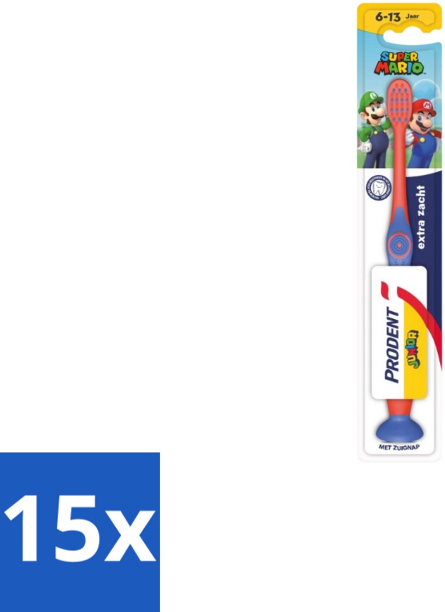 15 x Prodent – Tandenborstel – Super Mario – 6+ jaar - Tandenborstel Kinderen 6+ Jaar - Super Mario Tandenborstel - Tandenpoetsen Voor Kinderen - Prodent Super Mario - Tandenborstel 6-13 Jaar