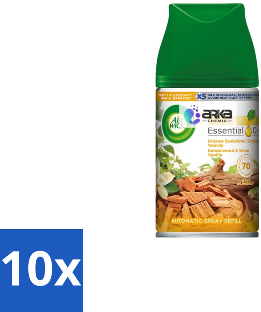 10 x Air Wick Freshmatic – Automatische Luchtverfrisser Navulling – Sensual Vanilla – 250 ml - Geurverspreiding - Warme Geur - Vanille - Geur Neutralisatie - Luchtverfrisser