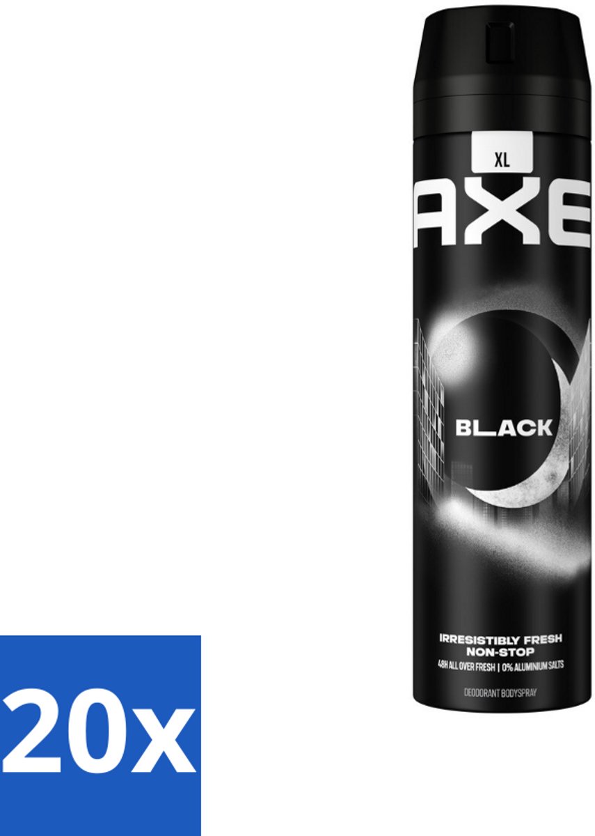 20 x Axe XL - Deodorant Bodyspray - 48hrs Fresh - Black - Frozen Pear & Cedarwood - 200 ml - Deodorant - Lichaamsgeur - Frisheid - Bevroren Peer - Cederhout
