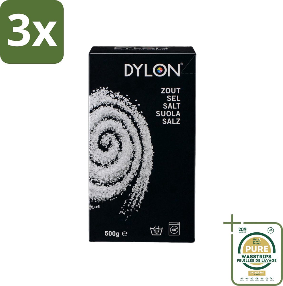 3 x Dylon - Zout - Voor Handwas Textielverf - Optimale Kleurresultaten - 500g - Grootverpakking - Textielverf - Handwas - Zout - Kleurverf - Kleurresultaat