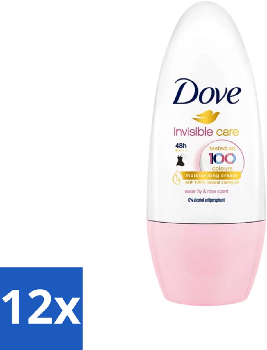 12 x Dove Invisible Touch - Floral Care - Deodorant Roll-on - Waterlelie & Roos - 50 ml - Deodorant - Antitranspirant - Dove - Invisible Touch - Waterlelie