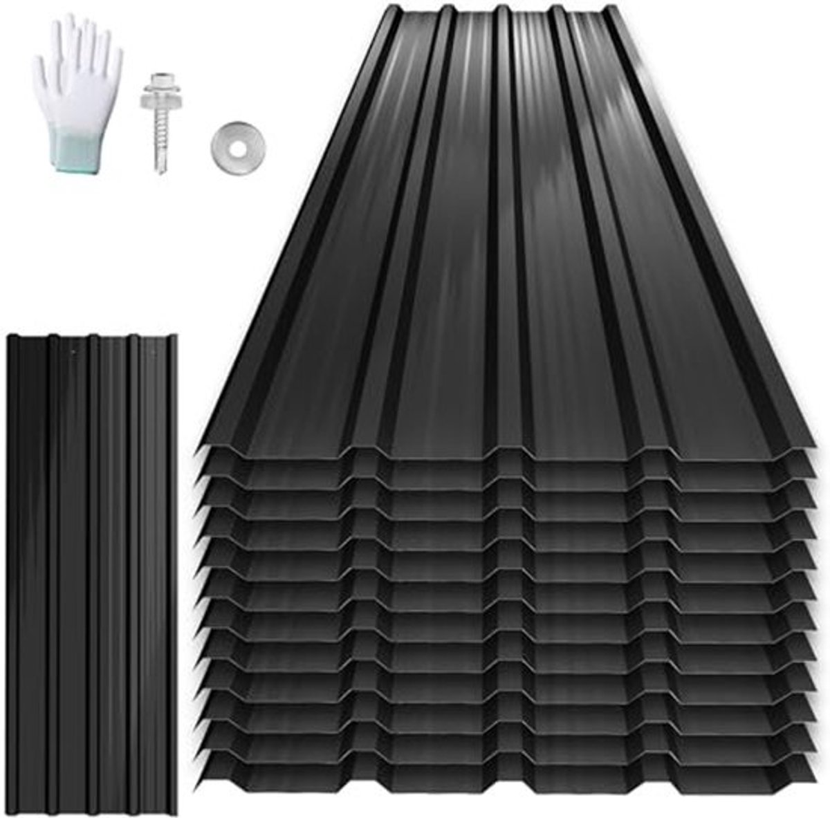 12 Stuks Golfplaten - Weerbestendige Dakplaten van Verzinkt Staal - Trapeziumprofiel 129,5 x 45 cm voor Garage en Tuinhuis
