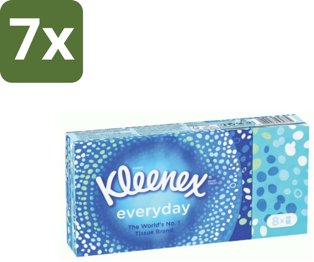 7 x Kleenex - Zakdoekjes - Everyday - 8 Pakjes Zakdoekjes - Zakdoekjes - Schoonmaak - Reinigen - Vlekken - Dagelijks Gebruik