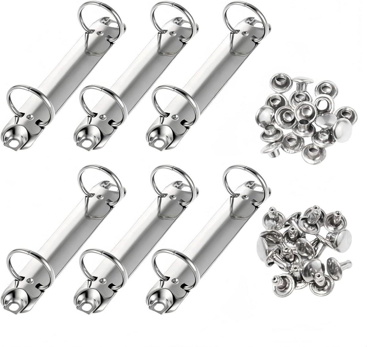 2-Ring Mechanisme voor Mappen, 6 Stuks O-Vormige Metalen Clips, Ideaal voor DIY Papieren Opslag en Planners
