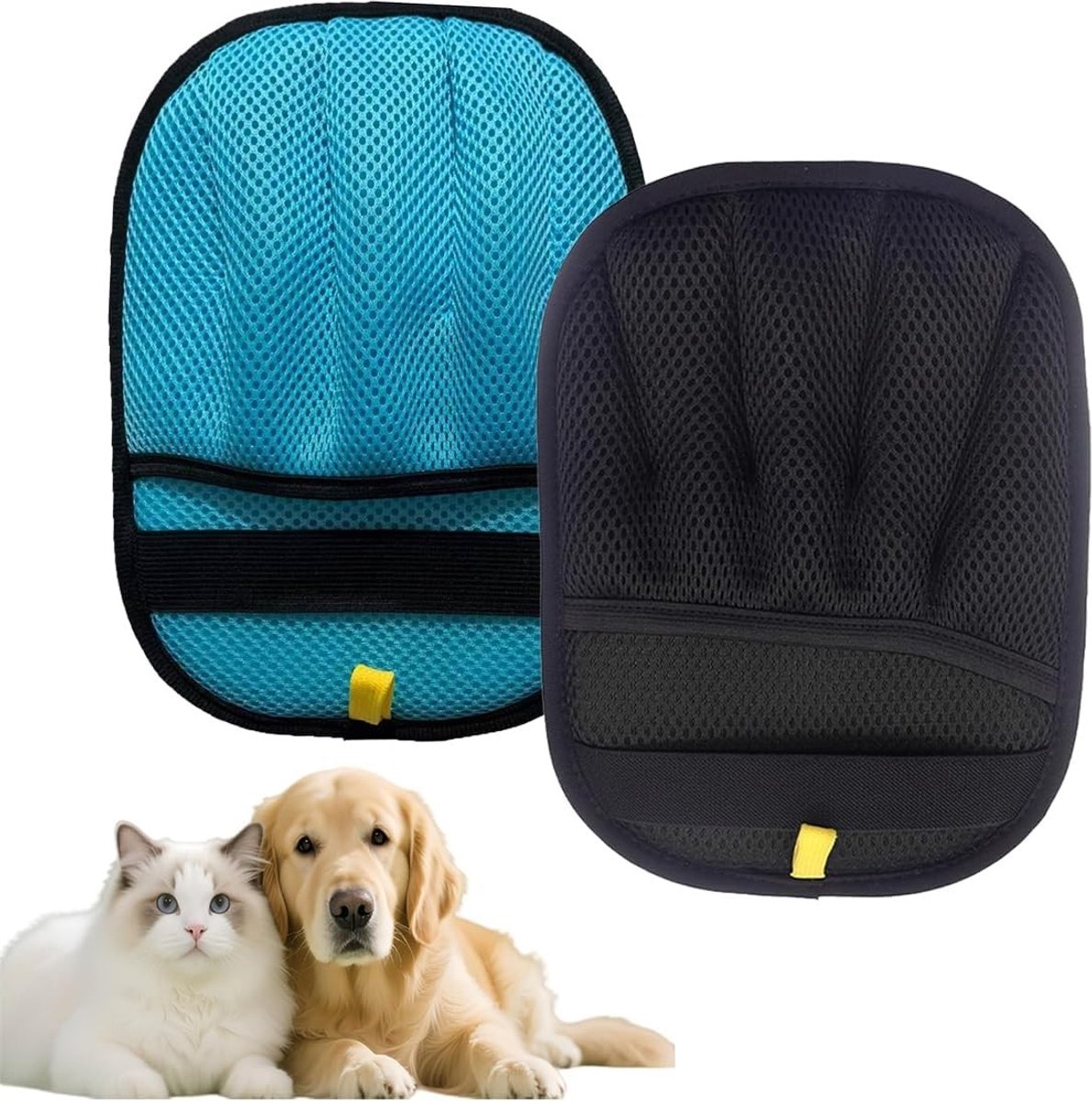 Effectieve 2-delige honden- en kattenhaar verwijderhandschoenen, dubbelzijdig, wasbaar en antistatisch voor meubels, kleding en tapijten