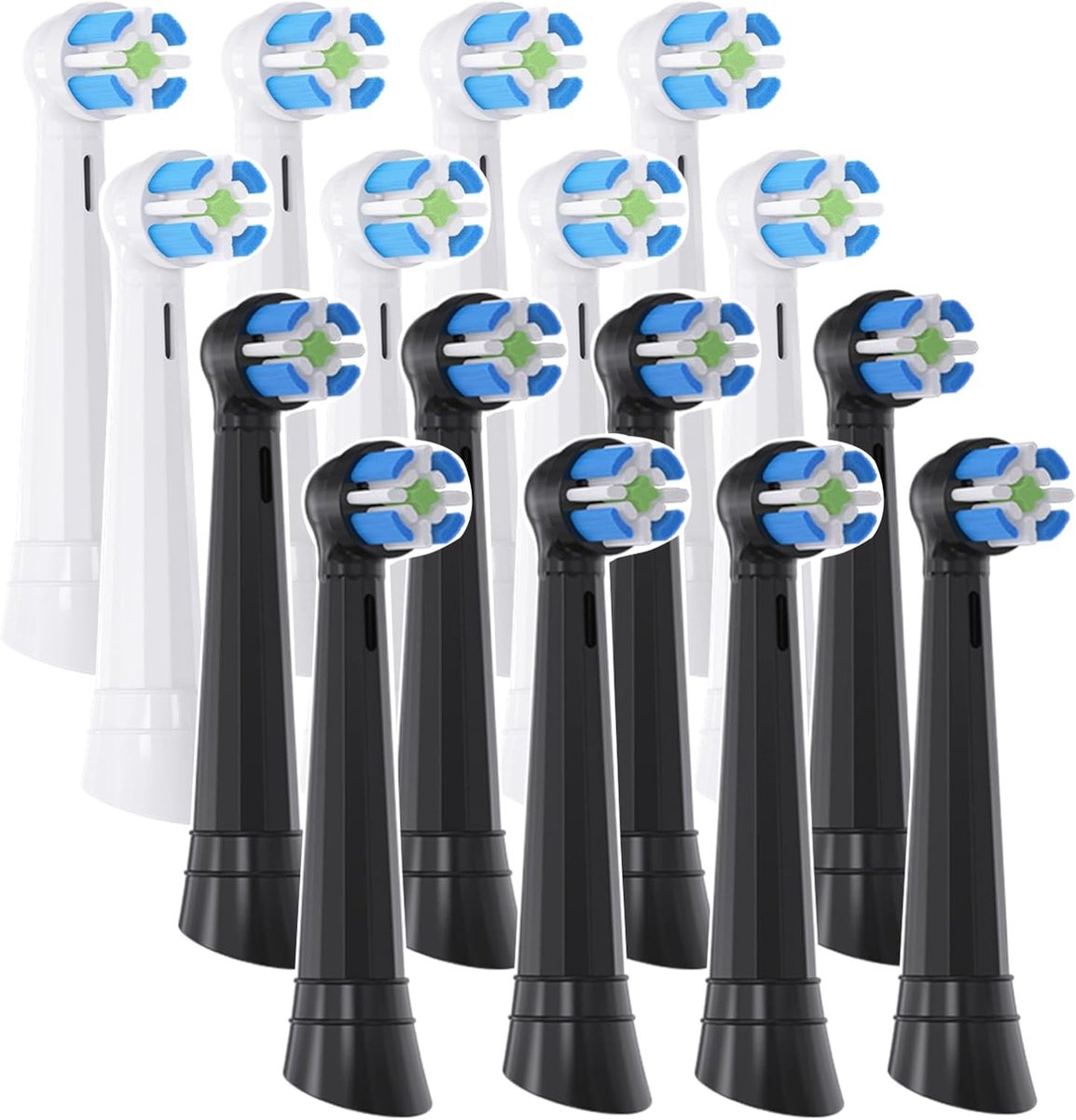 geschikt voor Oral-B iO 3/4/5/6/7/8/9/10 Series Ultimate Clean elektrische tandenborstels: vervangende opzetborstels geschikt voor Oral-B iO elektrische tandenborstels 16 stuks - zwart + wit