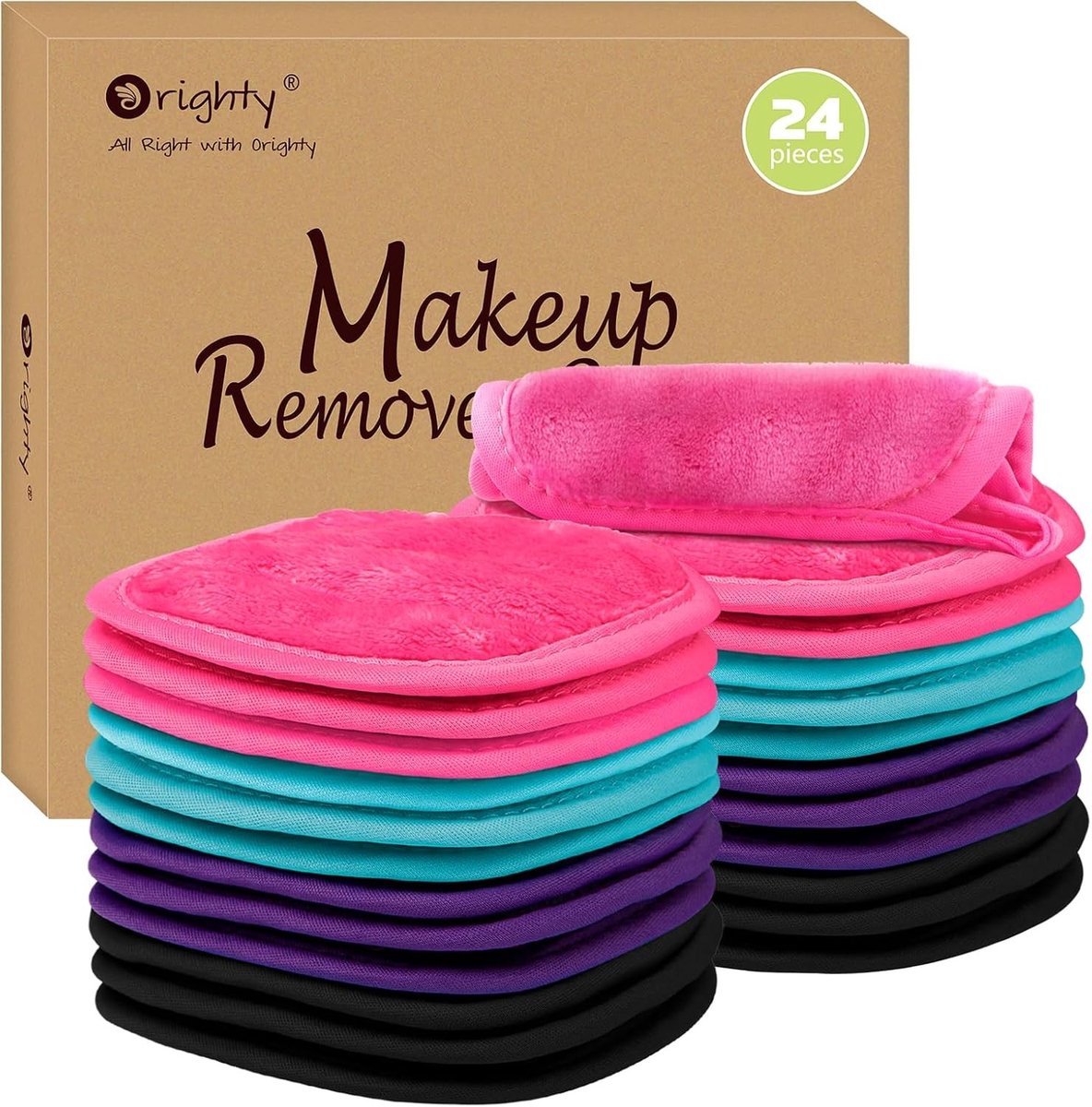 Flanellen Make-up Verwijderdoekjes - 24 Herbruikbare Pads voor Make-up Verwijdering, Gezichtsreiniging en Milieuvriendelijk Gebruik, 5 x 5 Inch