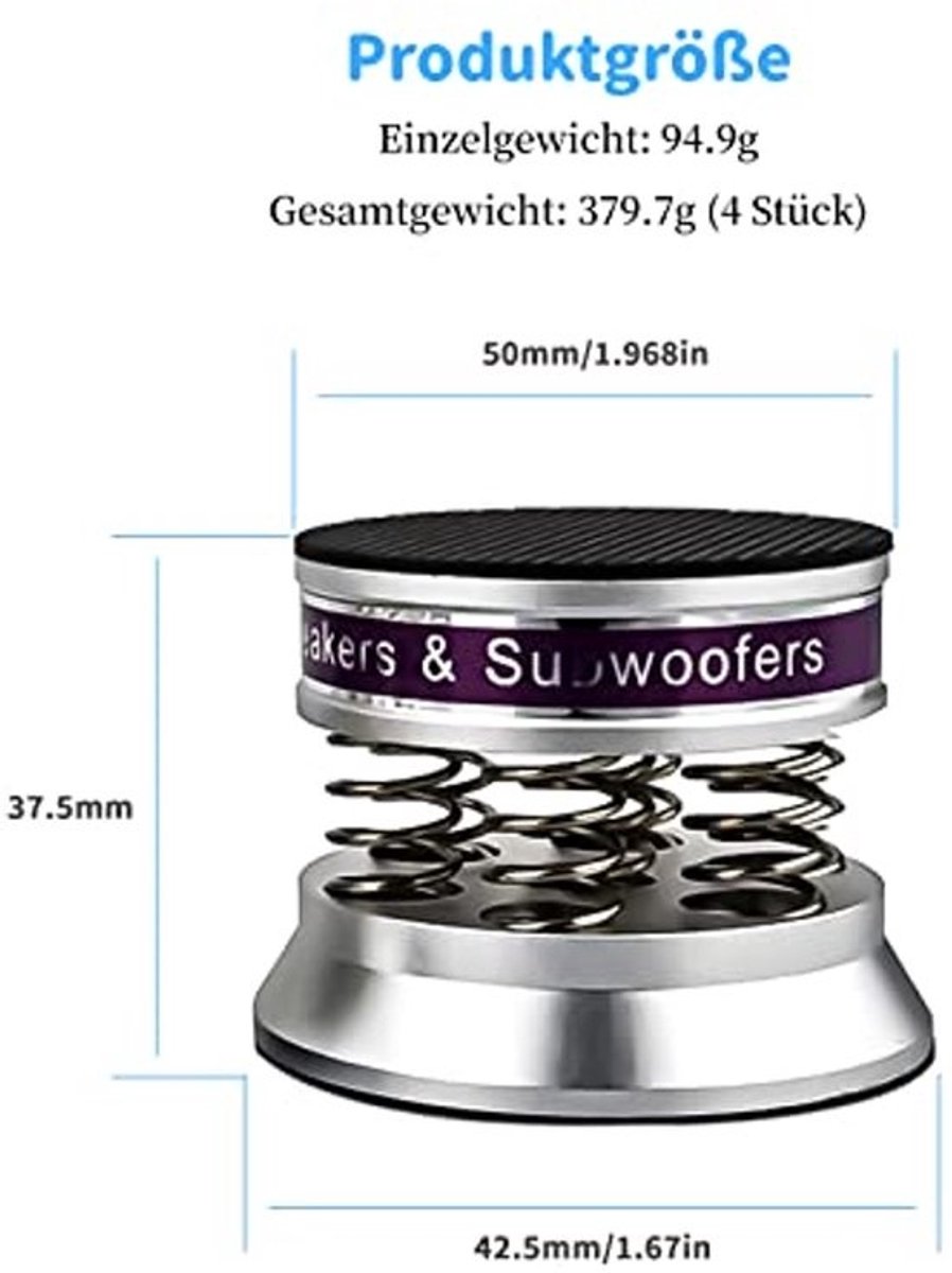 High-end luidsprekers voet trillingdempers met antislip rubberen demping - 4 stuks