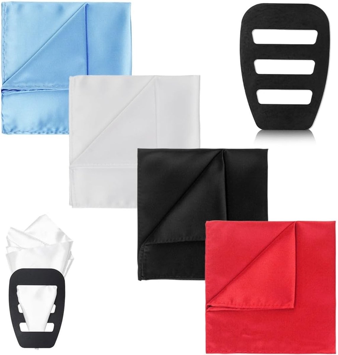 Kostuumaccessoires voor Mannen: 4 Kostuumbags, 1 Zakdoekhouder, Zakdoek en Zijden Sjaal voor Bruiloften en Feestjes