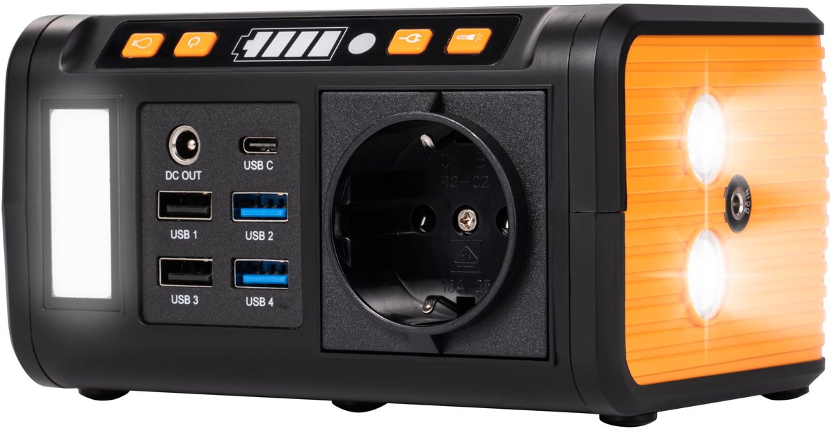 Powerstation Draagbaar 74Wh 20000mAh – 80W AC – 4x USB-A QC3.0 – USB-C PD – LED – Voor Camping