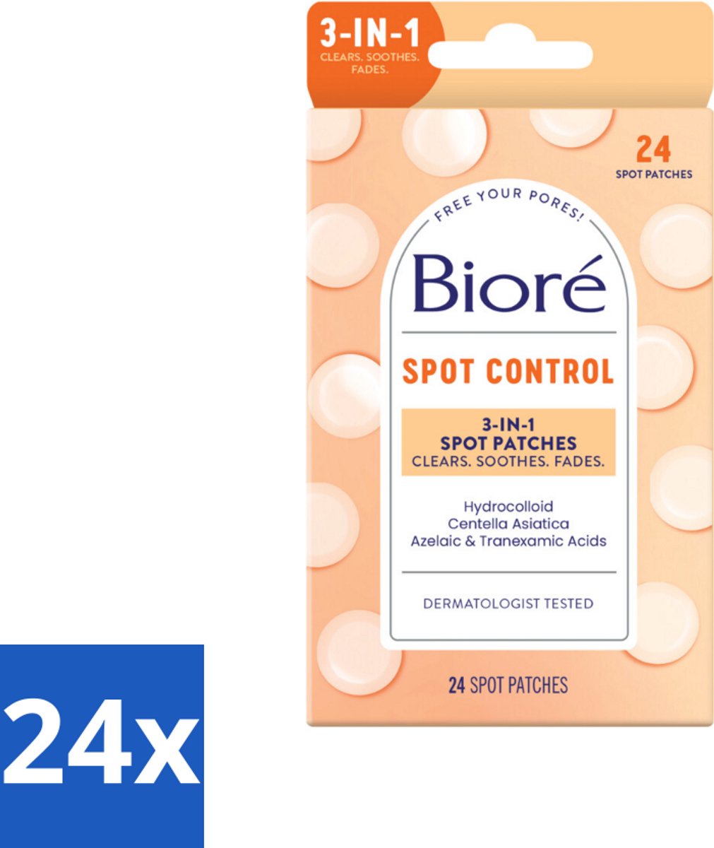 24 x Bioré – Spot Control 3-in-1 Patches – Puistjespatches – 24 patches - Puistjespatches - Huidverzorging - Puistjes Behandelen - Hydrocolloïde Pleisters - Zuivere Huid