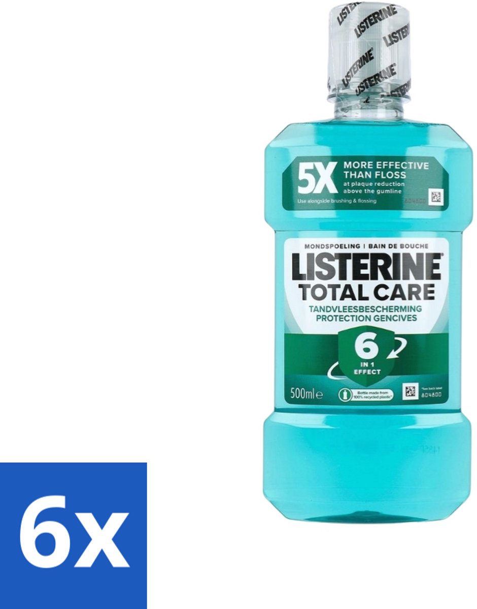 6 x Listerine – Mondwater – Total Care – Tandvleesbescherming – 500 ml - Mondspoeling - Tandvleesbescherming - Tandplak Voorkomen - Tandsteen Voorkomen - Mondverzorging