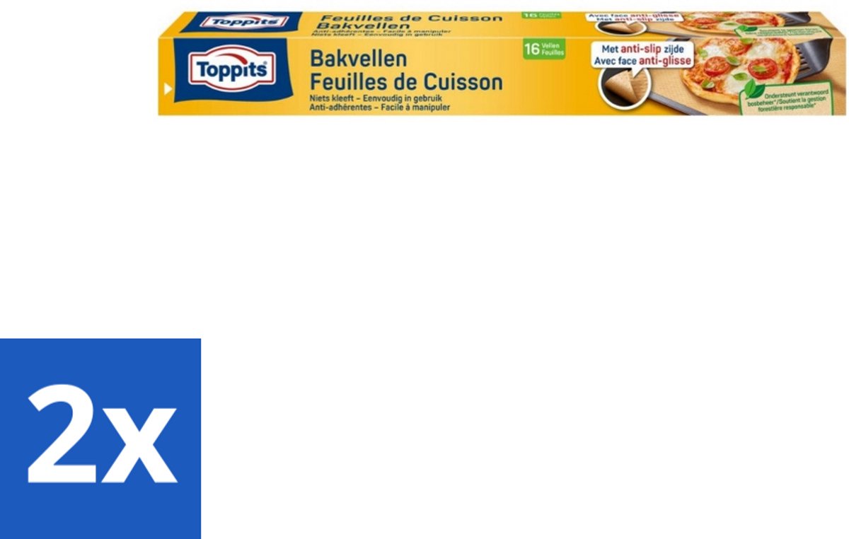 2 x Toppits – Bakpapiervellen – 16 vellen - Bakpapier - Bakpapier Met Antikleefbescherming - Bakpapier 3d - Bakpapier Voor Koekjes - Bakpapier Voor Pizza