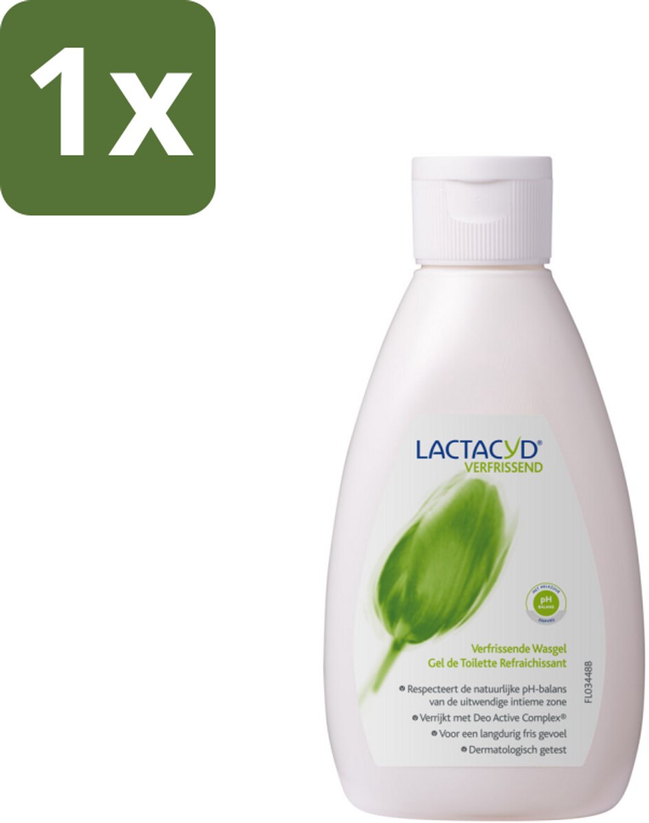 1 x Lactacyd – Verfrissende Wasgel - 200 m - Intieme Wasgel - Melkzuur - Menthol - Deo Active Complex - Frisheid