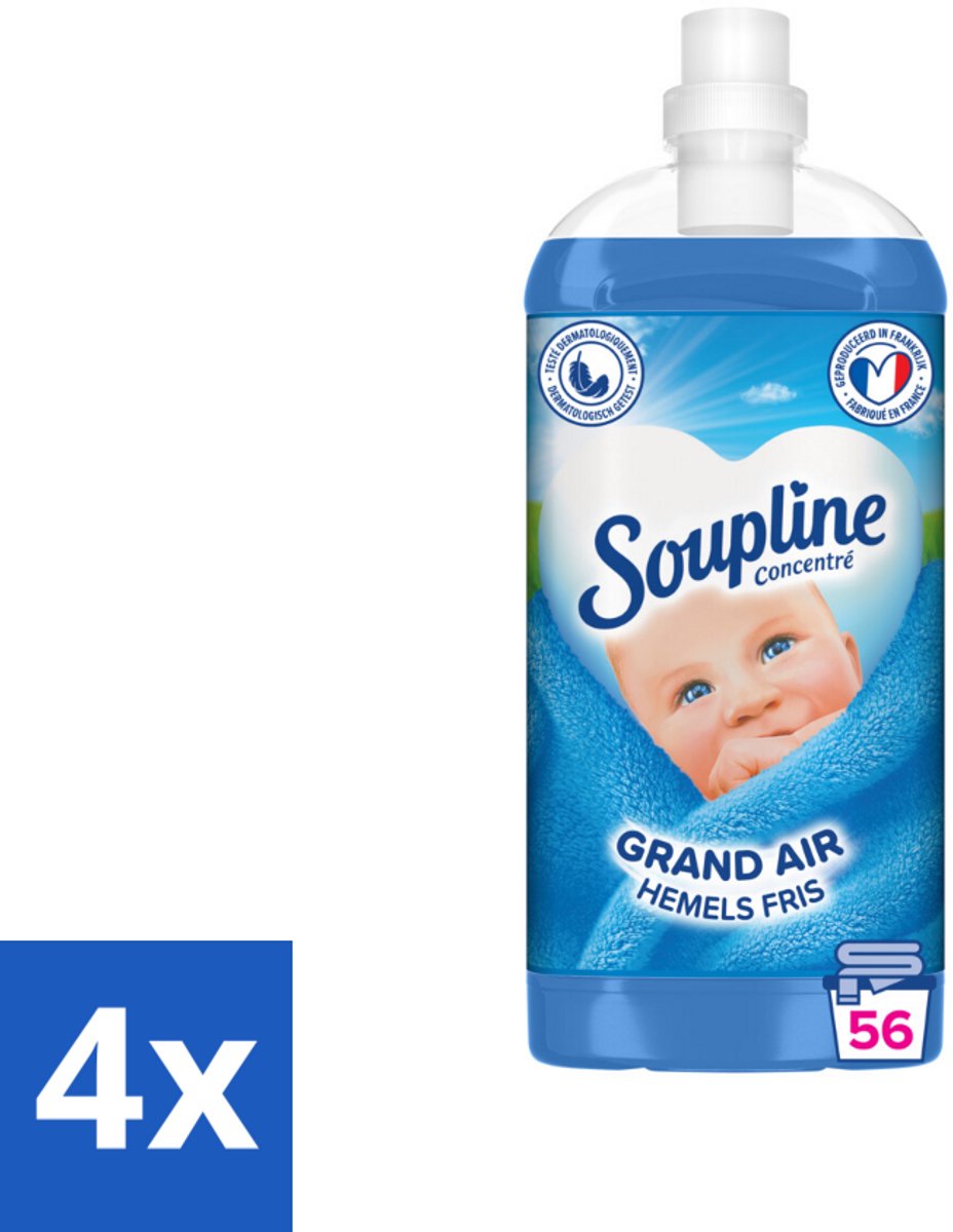 4 x Soupline - Wasverzachter - Hemels Fris - 1350 ml - Wasverzachter - Wasgoed - Frisheid - Wasmachine - Kleding Verzorgen