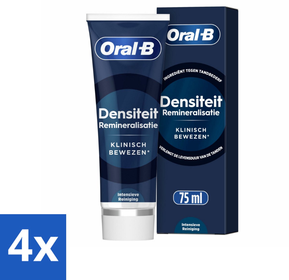 4 x Oral-B - Pro Science – Tandpasta – Clinical Density – 75 ml - Tandpasta - Remineralisatie - Calciumverlies - Glazuurbescherming - Zuurerosie