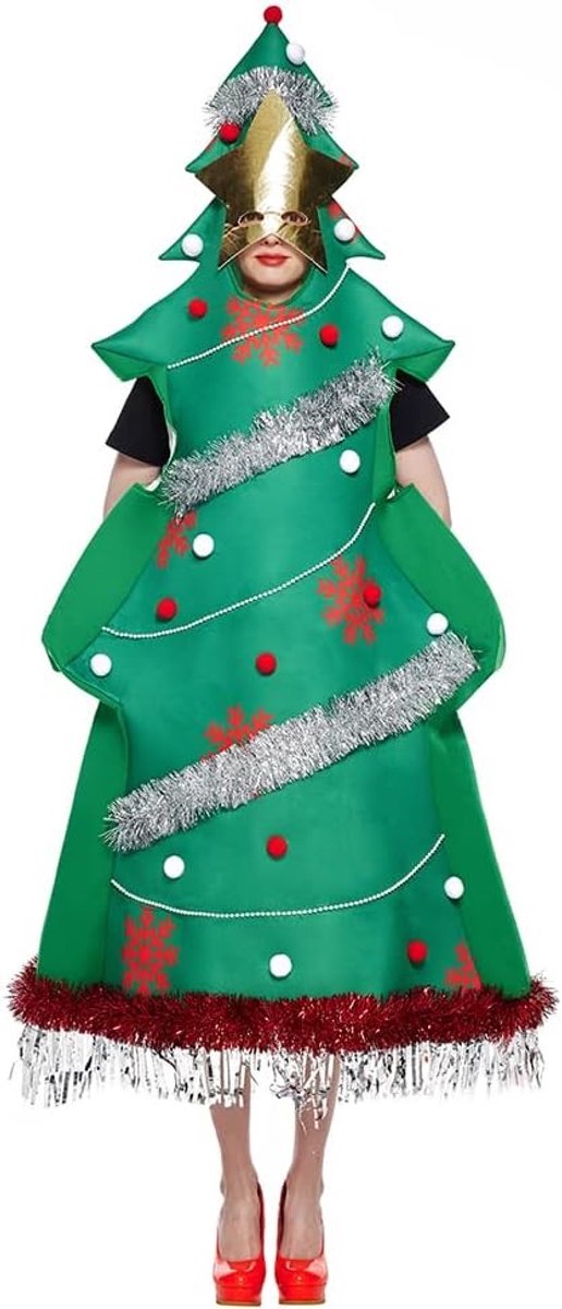 Kerstboom Kostuum voor Volwassenen Unisex, Perfect voor Feestjes en Kerstvieringen, Unieke Outfit